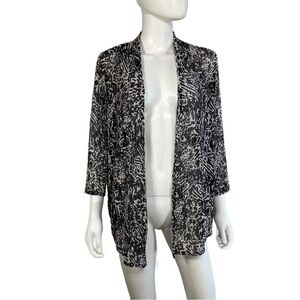 White Stag Black White Animal Print Open Front Cardigan